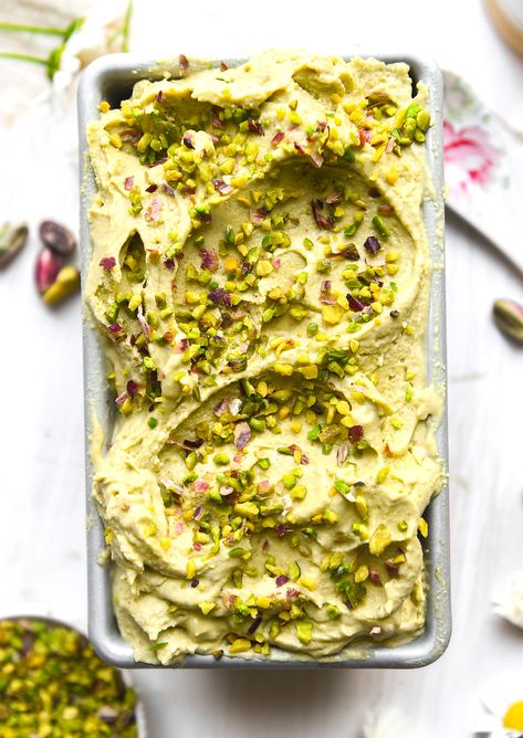 Pistachio Gelato | Nourish Deliciously Pistachio Gelato, Raw Pistachios, Gelato Recipe, Ice Cream Mixture, Pistachio Ice Cream, Homemade Ice Cream Recipes, Vegan Ice Cream, Homemade Ice, Homemade Ice Cream