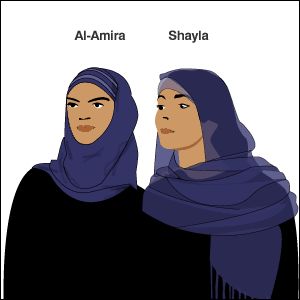 Popular styles of hijab: al-almira and shayla. Shayla Hijab, Muslim Veil, Al Amira, Aladdin Costume, Become A Fashion Designer, Head Scarf Styles, How To Wear A Scarf, Talking Heads, How To Wear Scarves