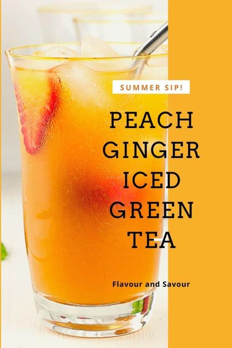 Ginger Iced Tea, Frozen Peaches, Tea Drink Recipes, Green Tea Recipes, Iced Green Tea, Peach Ice Tea, Ginger Peach, Drink Recipes Nonalcoholic, Iced Tea Recipes