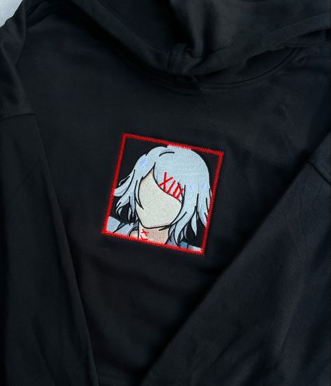 Hoodie inspired by anime Tokyo Ghoul, Juuzou Suzuya Tokyo Ghoul Hoodie, Tokyo Ghoul Juuzou Suzuya, Tokyo Ghoul Juuzou, Suzuya Tokyo Ghoul, Juuzou Suzuya, Embroidery Hoodie, Anime Inspired, Custom Embroidery, Tokyo Ghoul