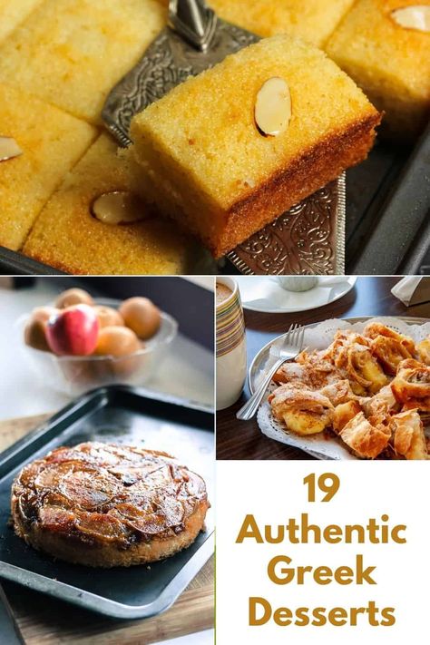 Whether you are missing the Greek Isles or wanting to just give the dessert table a shake-up, check out our list of 19 authentic Greek desserts here! Authentic Greek Desserts, Greek Desserts Authentic, Mediterranean Deserts, Greek Desserts Easy, Vegetarian Greek Recipes, Greek Dessert, Mediterranean Desserts, Greek Cake, Greek Recipes Dessert