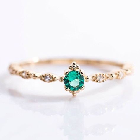 Lovely Dainty Women's 14K Gold Plated Green Diamond Gemstone Ring , #spon, #Gold, #Women, #Lovely, #Dainty, #Gemstone #affiliate Edwardian Style Engagement Ring, Iris Ring, Emerald Anniversary, Green Diamond Rings, May Birthstone Rings, Estilo Real, Emerald Engagement, Engagement Ring Cuts, Green Diamond