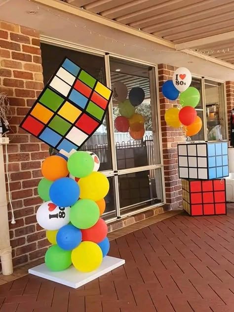 Board Game Balloon Arch, Math Party Decorations, Twist And Turns Vbs Games, Board Game Party Decorations, Board Game Decorations, Kids Night Out, Board Game Themes, Game Night Parties, Vbs 2023