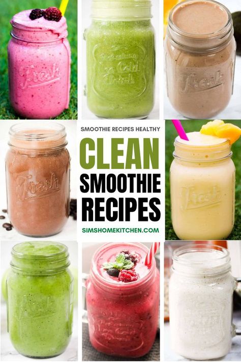 Clean Smoothie Recipes Clean Smoothie Recipes, Vegetarian Smoothies, Clean Smoothies, Easy Healthy Smoothie Recipes, Super Green Smoothie, Make Smoothies, Green Smoothie Challenge, Healthy Smoothie Recipes, Easy Healthy Smoothies