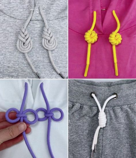 2.2M views · 36K reactions | Learn How To Tie Sweater Strings in Simple Steps! | Easy Ways To Tie Hoodie Knots | By Simple Crafts | Facebook Sweatshirt String Ties, Lace Hoodie, Scarf Knots, Simple Crafts, Tie Sweater, Diy Clothes Life Hacks, Chinese Knot, Macrame Patterns Tutorials, Tie Design