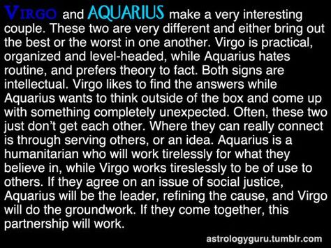 Virgo and Aquarius Virgo And Aquarius Compatibility, Aquarius And Virgo, Aquarius Relationship, Virgo Relationships, Aquarius Dates, Virgo Compatibility, Aquarius Compatibility, Virgo Aquarius, Zodiac Signs Elements