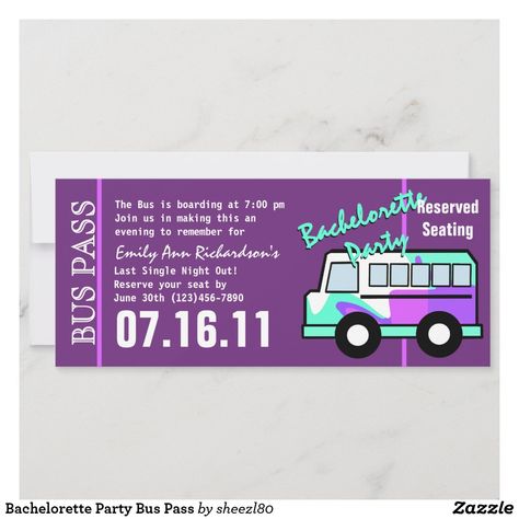 Birthday Party Bus, Bachelorette Party Bus, 32 Birthday, 13 Going On 30, Halloween Birthday Invitations, 21st Birthday Invitations, 60th Birthday Invitations, Bus Pass, Mermaid Birthday Invitations