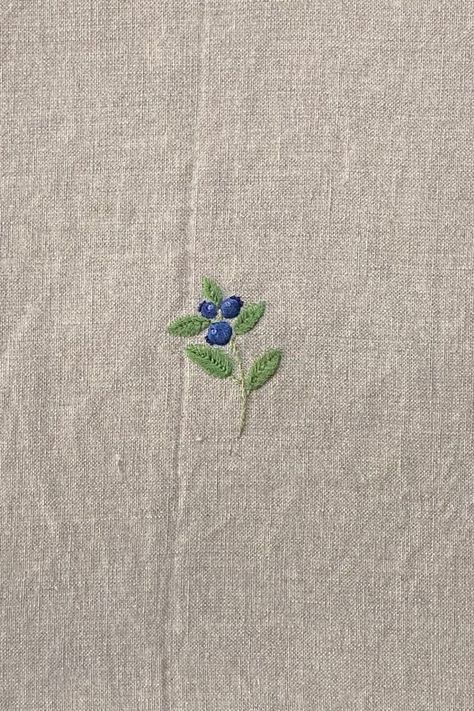 "Handmade Embroidery \"Blueberries\" Choose this embroidery for any item of our shop: 1. Add any item you would like to get with this embroidery to your basket, 2. Add the name of the item to which you want to add it in the personalisation box, 3. Add this embroidery to your basket. Each piece of handmade embroidery is unique, even when using the same pattern, so you will never find two completely identical pieces, but yet all of them are equally cute and beautiful." Blueberry Embroidery Design, Embroidered Blueberries, Maine Embroidery, Fun Embroidery Ideas, Blueberry Embroidery, Small Embroidery Designs, Cottage Embroidery, Fruit Embroidery, Tiny Embroidery