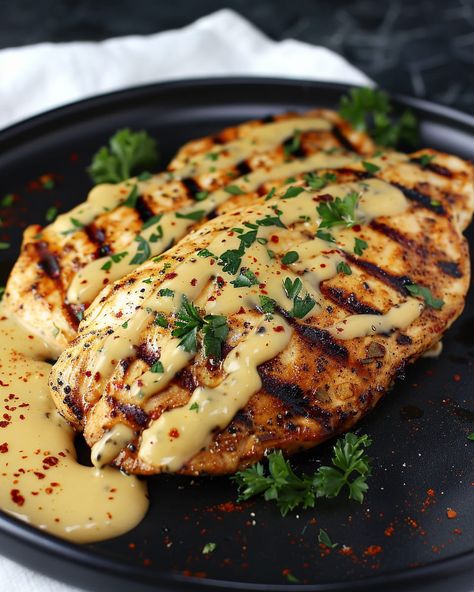 Spicy Grilled Chicken with Homemade Cheddar Sauce Chicken Aesthetic Food, Honey Baked Chicken Breast, Grilled Chicken And Rice, Dirty Chicken, Cheddar Sauce, Spicy Grilled Chicken, Chicken Tonight, Food Fest, Pumpkin Soup Recipe