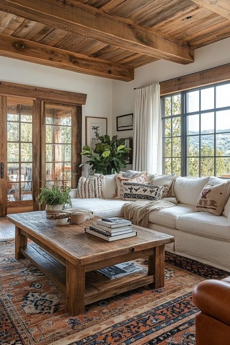 Natural Wood Living Room Classic Rustic Living Room, Rustic Lounge Room, Living Room Designs Rustic, Rustic Luxury Living Room, Simple Rustic Bedroom, Mixed Wood Living Room, Rustic Interior Design Living Room, Rustic Vintage Living Room, Living Room With Natural Wood