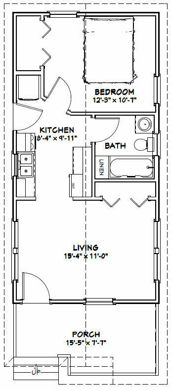 16X32 TINY HOUSE -- 511 sq ft -- PDF Floor Plan -- Model 1N - $29.99 | PicClick 16x32 Floor Plans, Storage Shed House Tiny Homes, 16x32 Tiny House, Storage Building Plans, Granny Pods, Building A Storage Shed, Shed House Plans, Tiny House Luxury, Small House Layout