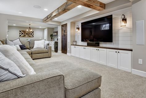 Broomfield Modern Farmhouse Basement - Farmhouse - Basement - Denver - by Julia Zettler Design | Houzz Colorado Interior Design, Basement Tv Rooms, Finished Basement Designs, Basement Decoration, Basement Designs, Dream Basement, Basement Layout, House Basement, Modern Basement