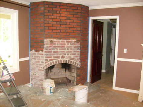 Using grout to update a fireplace, or any brick, without having to paint. Brick Fireplace Remodel, Red Brick Fireplace, Red Brick Fireplaces, Fireplace Redo, Fireplace Update, Brick Fireplace Makeover, Paint Fireplace, White Wash Brick, Fireplace Remodel