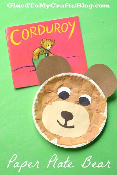 Sleeping Bear Craft, Paper Plate Bear, Corduroy Activities, Corduroy Book, Teddy Bear Crafts, Prek Crafts, Bear Craft, Rainy Day Activity, Kindergarten Freebies