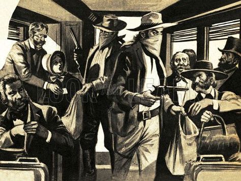 Wilmington &Western Railroad Wild West Train Robbery Train Robbery, The Great Train Robbery, Weird West, Western Tattoos, Cowboy Art, The Vanishing, The Wild West, Western Art, Old West