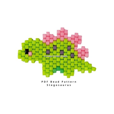 Stegosaurus bead pattern. I chose the green dinosaur but those spikey plates are calling to be made in rainbow colors. I'm quite sure… | Instagram Seed Bead Dinosaur, Beaded Dinosaur Pattern, Beads Animals Patterns, Beaded Unicorn Pattern, Beaded Brick Stitch Patterns, Seed Bead Animals Patterns, Perler Bead Dinosaur, Beaded Dinosaur, Bead Animals Patterns