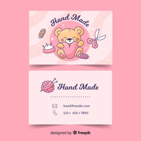 Kawaii style business card template | Free Vector #Freepik #freevector #logo #business-card #business #abstract Illustration Business Cards, Visiting Card Templates, Cute Business Cards, Art Business Cards, Create Business Cards, Graphic Design Cards, Thank You Card Design, Visiting Card Design, Shotting Photo