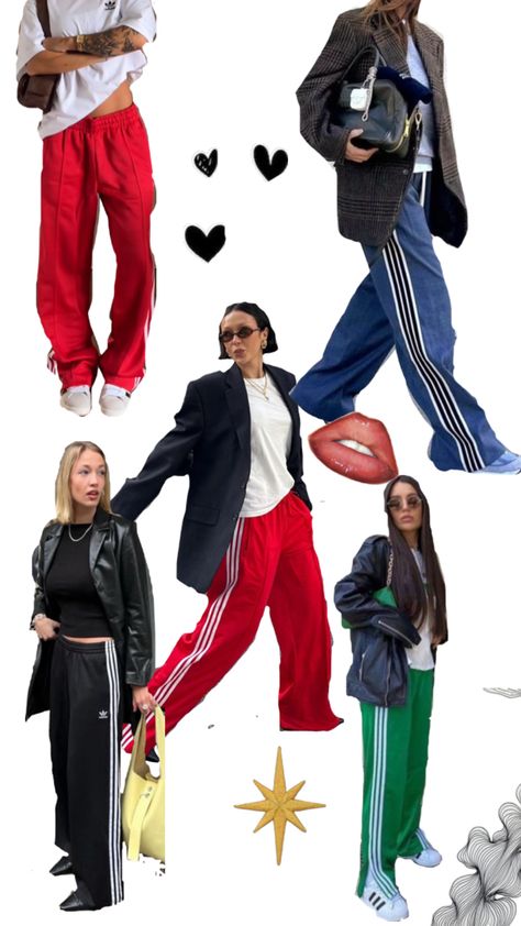 Sweatpants , adidas , red Sweatpants Styles, Tracksuit Pants Outfit, Track Pant Outfit, Masculine Women Fashion, Sporty Outfit Ideas, Adidas Track Pants Outfit, Adidas Sweatpants Outfit, Adidas Pants Outfit, Track Pants Outfit