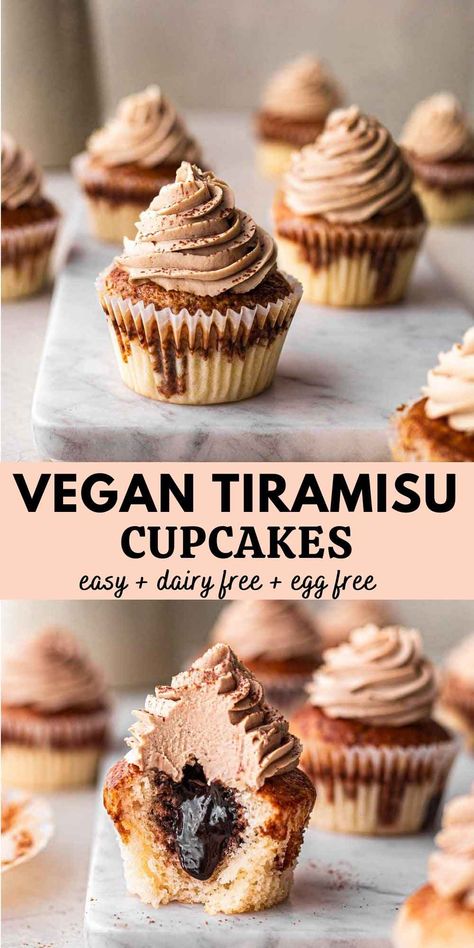 Vegan Chocolate Cupcake Recipe, Vegan Cupcake Recipes, Vegan Cupcake, Gluten Free Chocolate Cupcakes, Tiramisu Cupcakes, Vegan Chocolate Cupcakes, Patisserie Vegan, Vegan Tiramisu, Vegan Frosting