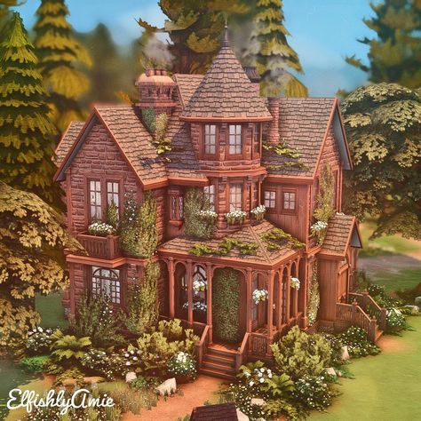 Sims4 Victorian House, Witch Home Sims 4, Sims 4 Houses Victorian, Ts4 Victorian House, Sims 4 Victorian Interior, The Sims 4 Victorian House, Sims 4 Witchy House, Victorian Homes Sims 4, Sims 4 Victorian Build Cc