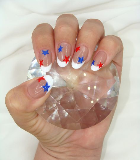 Red White and Blue Star Press On Nails | 4th of July Fake Nails | American Flag | Patriotic design | French Tips | Custom Length and Shape -  #4th #American #Blue #Custom #Design #Fake #Flag #french #July #length #Nails #Patriotic #Press #Red #shape #Star #tips #White Nail Art Designs 4th Of July, Patriotic French Nails, French Tip Fourth Of July Nails, Simple Fourth Of July Nails French Tip, Easy 4th Of July Nails Simple Short, 4th Of July Nails Simple Short, Simple Patriotic Nails, Fourth Of July Nails Dip, Easy Fourth Of July Nails