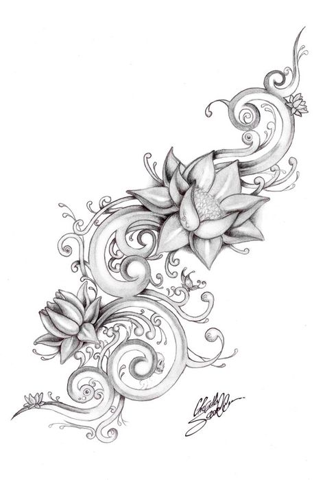 lotus river by Gsaw on DeviantArt Lotus Flower Drawing, Flower Tattoo Drawings, Hawaiian Tattoo, Lotus Tattoo, Girly Tattoos, Trendy Tattoos, Tattoo Designs For Women, Tattoo Stencils, Love Tattoos