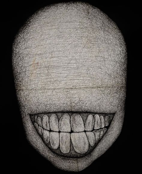 Smile . . . #art #artwork #smile Menacing Smile Drawing, Cool Horror Drawings, Crazy Smile Drawing Reference, Smile Art Reference, Smile Face Drawing, Creepy Smile Drawing, Drawing A Smile, Creepy Mouth, Horror Reference