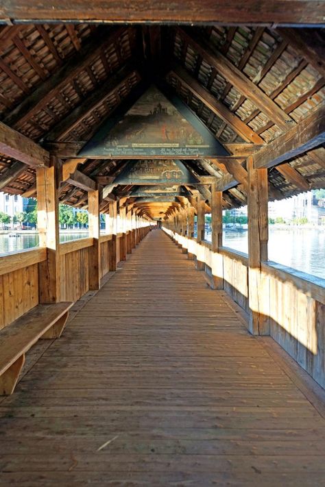 A magical morning walk in misty Lucerne Lucern Switzerland, Wooden Footbridge, Places To Visit In Switzerland, Switzerland Trip, Switzerland Vacation, Lucerne Switzerland, Switzerland Travel, Lucerne, Zermatt