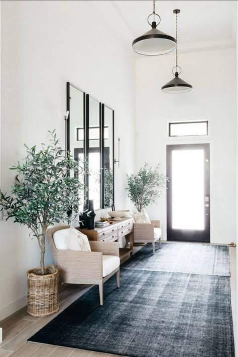 Long Foyer Ideas Entryway, Long Entry Hallway Ideas, Large Foyer Ideas, Large Entryway Ideas, Coffee Table Modern Farmhouse, Large Entryway Decor, Long Foyer, Entry Hallway Ideas, Entrance Lobby Design