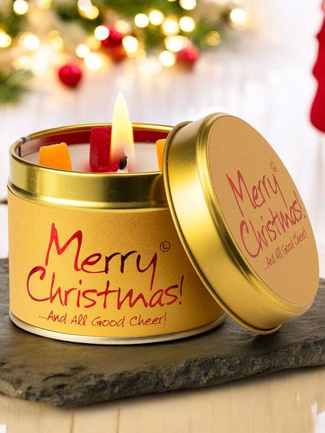 Lily-flame Merry Christmas Tin Scented Candle, 250g Good Cheer, Red Label, Scented Candle, Candle Jars, Scented Candles, John Lewis, Merry Christmas, Free Delivery, Tin