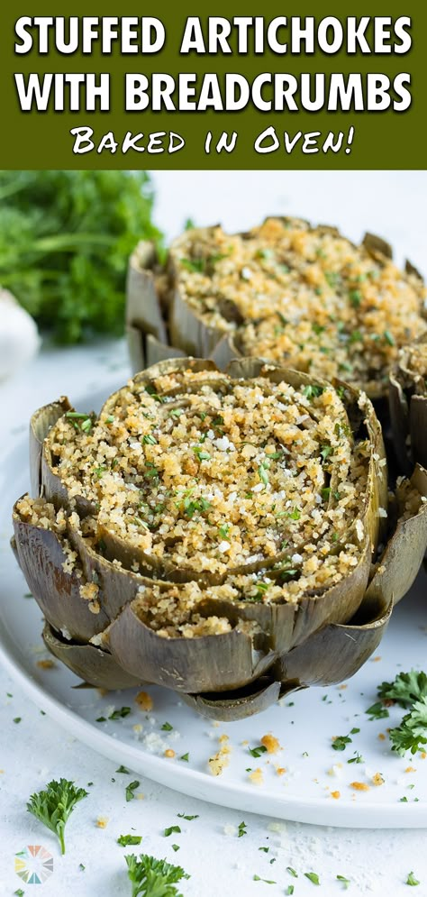 Sicilian Stuffed Artichokes, Artichoke Recipes Baked, Baked Artichokes, Italian Stuffed Artichokes, Stuffed Artichokes, Spinach Quiche Recipes, Vegetarian Appetizer, Baked Artichoke, Tasty Lunch