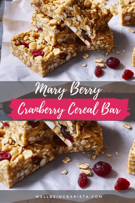 Indulge in Mary Berry's Cranberry and Coconut Energy Bars, a delicious and nutritious snack featured on Mary Berry's Foolproof Cooking. Mary's easy-to-follow recipe combines butter, muscovado sugar, golden syrup, and a medley of wholesome ingredients. These bars are perfect for a packed lunch or a quick on-the-go treat. With a blend of cranberries, sunflower seeds, and more, they're a delightful and energizing choice. Cranberry Granola Bars, No Bake Oatmeal Bars, Energy Bars Recipe, Mary Berry Recipe, Preworkout Snack, Quick Healthy Snacks, Baked Oatmeal Recipes, Energy Bar, Cereal Bar