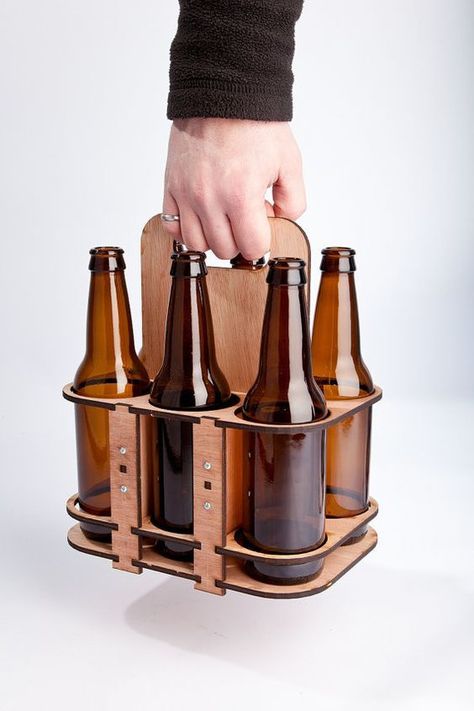 Laser Cut 6 Pack holder:: Beer Carrier, Beer Box, Woodworking Tools Workshop, Digital Fabrication, Laser Art, Cnc Projects, Woodworking Jigs, 3d Laser, Lasercut Design