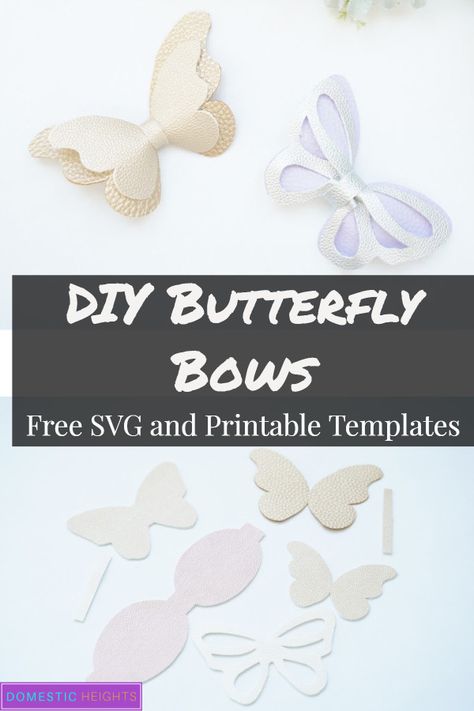 Free Bow Svg, Faux Leather Bows Ideas, Cricut Hair Bows, Cricut Bows, Cricut Leather, Diy Leather Bows, Faux Leather Bows, Leather Butterfly, Svg Templates