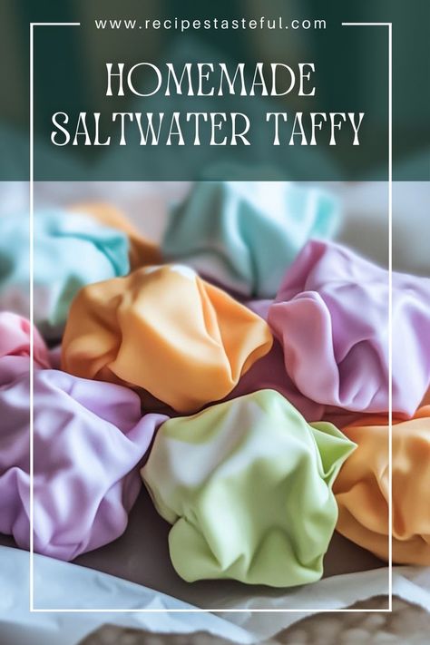 Indulge in the sweet, chewy delight of homemade saltwater taffy! This classic candy is perfect for sharing during holidays or simply enjoying as a nostalgic treat. With its rich vanilla flavor and optional colorful twists, it's a fun recipe that brings joy to candy-making. Taffy Candy Recipes, Homemade Saltwater Taffy, Peanut Butter Taffy Recipe, Homemade Taffy Recipe, Saltwater Taffy Recipe, Lorann Hard Candy Recipe, Salt Water Taffy Recipe, Glass Candy Recipe, Homemade Taffy