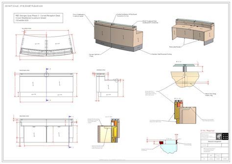 PD01-Curved Reception Desk | treekeydesigns Reception Desk Drawing, Architecture Desk, Reception Counter Design, Furniture Details Drawing, Curved Reception Desk, Detail Drawing, Reception Desk Office, Reception Desk Design, Office Table Design