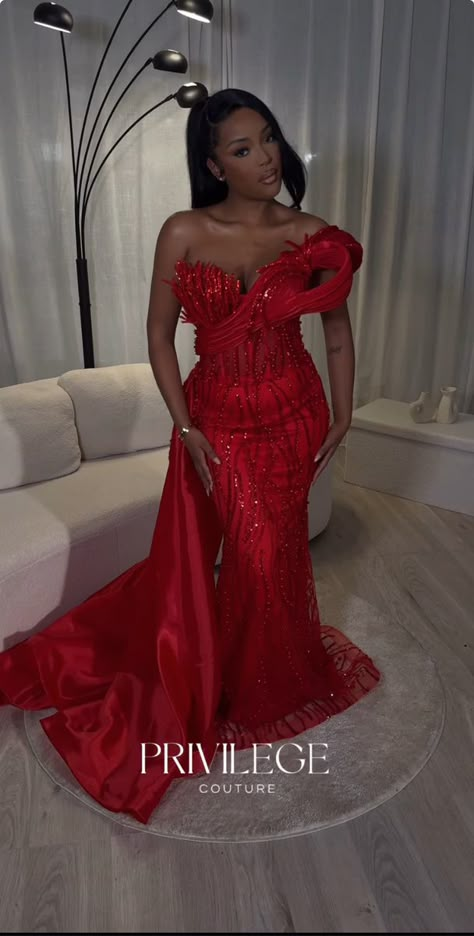 Red Asoebi Styles, Ghana Bride Dresses, Dark Red Birthday Dress, Zulu Ball Gowns New Orleans, Red Dress Inspo Outfit, Ghanaian Bridesmaid Dresses, Red Matric Dance Dresses, Orange Birthday Dress, African Graduation Dress