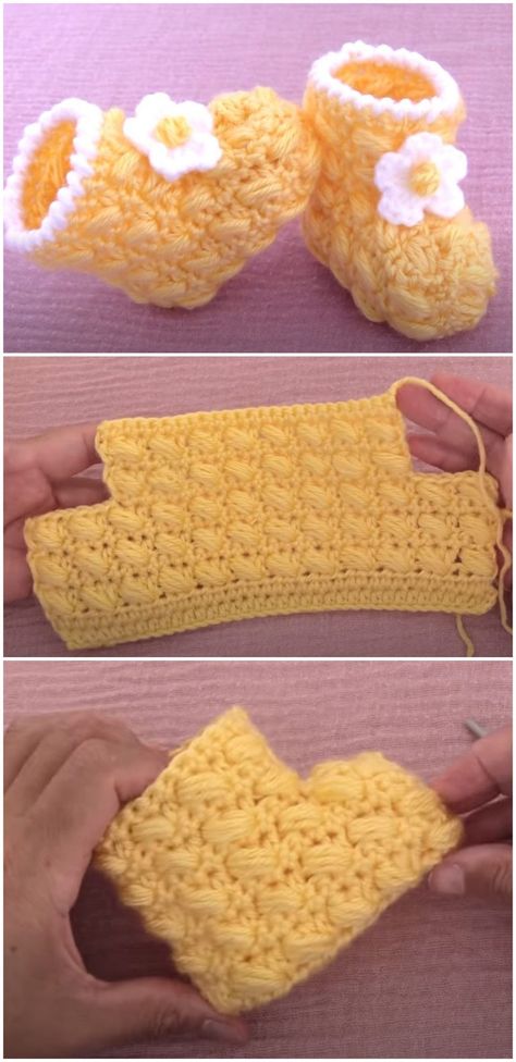 Crochet Easy Baby Boots In 25 Minutes - Crochet Ideas Crocheted Slippers, Baby Booties Free Pattern, Crochet Baby Booties Pattern, Baby Booties Knitting Pattern, Crochet Baby Boots, Crochet Baby Shoes Pattern, Shoes Pattern, Baby Shoes Pattern, Baby Booties Pattern