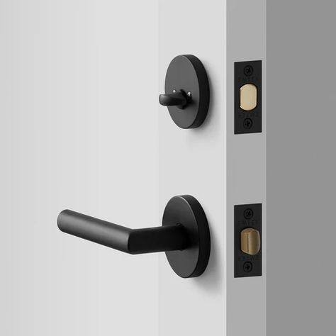 York Door Set with Otto Lever + Deadbolt - Flat Black Black Door Knobs, Hallway To Bedrooms, Colonial Homes, Door Security, Door Handles Interior, Black Door Handles, Vet Clinic, Black Door, Small Doors