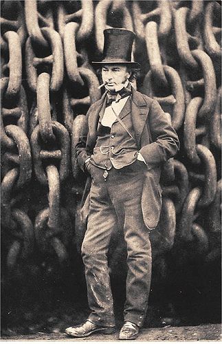 Isambard Kingdom Brunel against the launching chains of the Great Eastern at Millwall in 1857, photo by Robert Howlett (1831–1858) Isambard Kingdom Brunel, Great Western Railway, A4 Poster, Interesting History, Industrial Revolution, British History, White Photo, World History, Vintage Photography