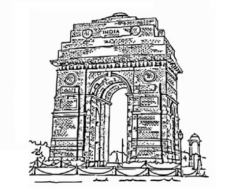 India Gate is one of the wonders of India, People visit India gate for a picnic or Amar Jawan Jyoti. Go further to learn and know How to draw "India Gate" penc... India Gate Drawing Sketch, Amar Jawan Jyoti, Star Trophy, Illustration Collage, Fashion Illustration Collage, India Gate, One Point Perspective, Drawing Step By Step, Pastel Portraits