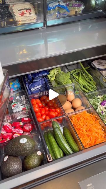 @eatinghealthytoday on Instagram: "Would you make this “Salad Bar” in your fridge? 🍓
(via: @makeitwithmicah)

#fridgeorganization #fridgerestock #restock #saladbar #foodie #organizedhome #kitchenorganization" Fridge Salad Bar, Fridge Organization, Salad Bar, Pantry Organization, Pantry, Kitchen Organization, Gluten Free Recipes, Gluten Free, Salad