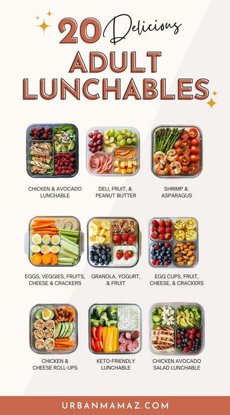 Looking for delicious adult lunchables? Check out these 20 adult lunchables to meal prep! Packed Lunch Meal Prep, Easy Healthy At Home Lunch, Clean Eating Lunch Prep, Meal Prep Sandwiches For The Week, Healthy Lunch Meal Prep Easy, Work Lunch Bento Box Ideas, Healthy Meals For Diet, Charcuterie Lunch Box Ideas Healthy, Lunchable For Adults