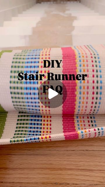 Christina on Instagram: "I love answering questions about this DIY stair runner, because that’s how I learned to install mine. I watched a video where someone was kind enough to explain the process, and got started. 
The rug is by @annieselke and I used 3 eight foot long runners to complete my stairs. Apparently it bothers some people that I cut corners and painted only the part of the treads that would be visible, but I still don’t regret saving the time! Nobody will ever see the pine in the middle, unless they’re redecorating! I used a pneumatic finish stapler, a 1/4” rug pad on each tread, secured with double sided carpet tape, and the stair rods were an Etsy find. If you want to shop my favorite runners, the stapler, rug pad and the stair rods, find me in the LTK app and look for “stai No Stair Skirt, Stairs Runner Diy, Staircase Ideas Runner, How To Install Stair Runner, Ikea Stair Runner Hack, Stair Treads Ideas, Stairs With Carpet Runner, Stair Runners Ideas, Diy Stair Runner