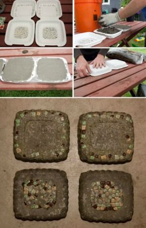 Mosaic Pavers, Homemade Stepping Stones, Hyper Tufa, Hypertufa Projects, Hypertufa Planters, Garden Classroom, Wood Walkway, Concrete Plant Pots, Step Stones