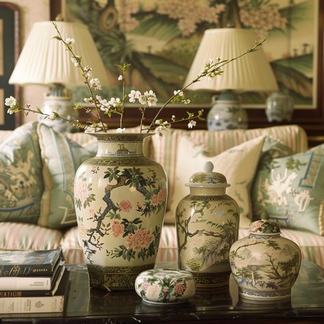 If you love the look of chinoiserie and rose medallion, you’re in the right place 🌳 The first three images showcase how to style chinoiserie and rose medallion. Rich textiles, dark and colorful woods and good wall art always complement intricate porcelains and ceramics. We have a wonderful selection of chinoiserie lamps, fishbowls and rose medallion plates available for purchase. You can shop the look on our @chairishco shop with the product links in this post or link in our bio 🌸 #idle... French Chinoiserie Decorating, Chinoiserie Decorating Living Room, Chinoiserie Living Room, Good Wall Art, Chinoiserie Room, French Chinoiserie, Chinoiserie Wedding, Man House, Chinoiserie Decor