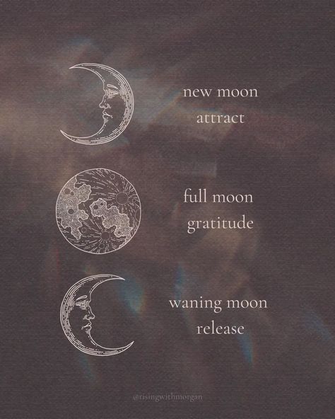 A gentle reminder of how to best work with the moon phases as a witch. 🌙 Attraction spells and rituals are great to perform between a new moon and a full moon. Full moons are the perfect time for gratitude rituals, for honoring any spirits or deities you work with, or for celebrating your accomplishments. From the full moon to the next new moon, as the moon wanes, it's beneficial to perform cleansing, banishing, and releasing spells and rituals. I don't *always* follow this myself. Som... Born On Waning Crescent Moon, Full Moon Ritual Spells, Witch Resources, New Moon Aesthetic, Full Moon Aesthetic, Full Moon Quotes, December Full Moon, Full Moon Spells, Attraction Spells