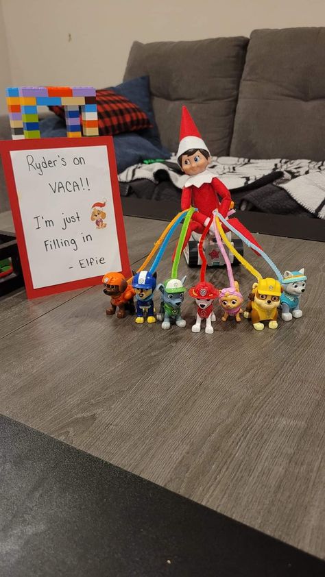 Elf On The Shelf With Elf Pets, Elf On The Shelf With Dog Ideas, Artic Fox Elf Pet Ideas, Elf Pet Ideas, Elf On The Shelf Pet Ideas, Elf Shenanigans, Elf Pets, Elf On Shelf, Pet Ideas