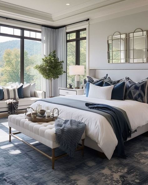 Night night ✨💎 American Bedroom Design, Bedroom Wall Paneling, American Style Bedroom, American Bedroom, Wall Panels Bedroom, Classy Bedroom, Pretty Bedroom, Home Design Living Room, Elegant Bedroom