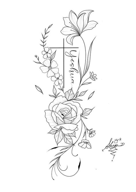 Cross Tattoo Stencil, Bible Tattoos, Christian Sleeve Tattoo, Cross Tattoos For Women, Floral Tattoos, Tattoos For Women Flowers, Tattoos For Women Half Sleeve, Tasteful Tattoos, Tattoos For Black Skin